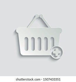  Add to Shopping cart icon.  Supermarket cart symbol. Online shop icon. paper icon  with shadow  