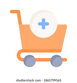 agregar a la ilustración vectorial de icono del carro de la compra. añadir al diseño plano del icono del carro de la compra.