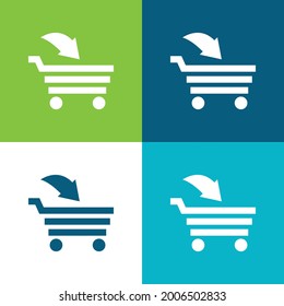 Añadir a la interfaz de carrito de compras Símbolo comercial Plano de cuatro colores conjunto de iconos mínimo