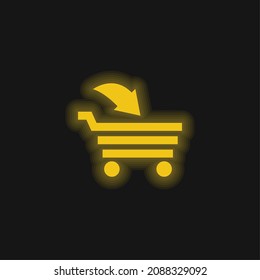 Añadir a la interfaz de carrito de compras Símbolo comercial icono de neón brillante amarillo