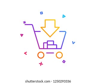 Add to Shopping cart line icon. Online buying sign. Supermarket basket symbol. Gradient line button. Shopping icon design. Colorful geometric shapes. Vector