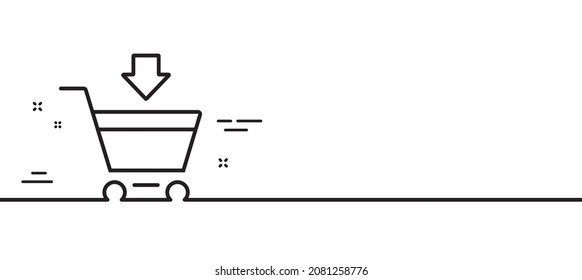 Add to Shopping cart line icon. Online buying sign. Supermarket basket symbol. Minimal line illustration background. Online market line icon pattern banner. White web template concept. Vector