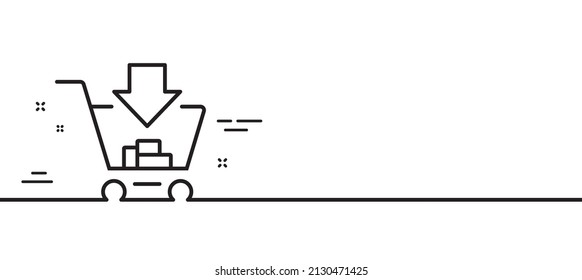 Add to Shopping cart line icon. Online buying sign. Supermarket basket symbol. Minimal line illustration background. Shopping line icon pattern banner. White web template concept. Vector