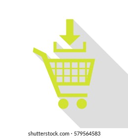 Add to Shopping cart sign. Pear icon with flat style shadow path.