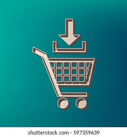 Add to Shopping cart sign. Vector. Icon printed at 3d on sea color background.