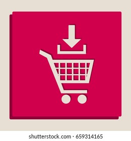 Add to Shopping cart sign. Vector. Grayscale version of Popart-style icon.