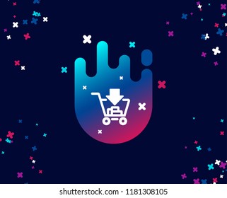 Add to Shopping cart simple icon. Online buying sign. Supermarket basket symbol. Cool banner with icon. Abstract shape with gradient. Vector