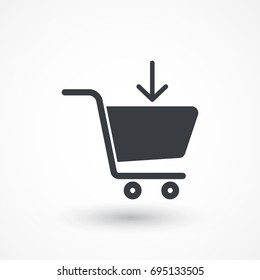 Add to shopping cart vector icon. On line shop sign. Web store purchase symbol