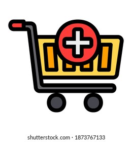 Add Shopping icon vector illustration in filled line style for any projects, use for website mobile app presentation