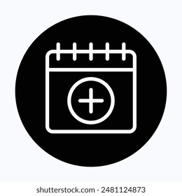 Signaturkalender hinzufügen. Pluszeichen Kalenderdatum Vektorgrafik Symbol, 