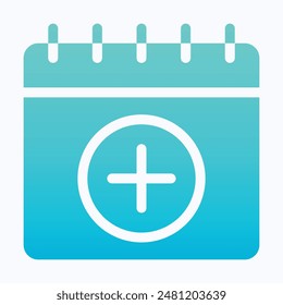 Add Sign Calendar. Plus Sign Calendar Date Vector Icon, Isolated Gradient Vector Icon.