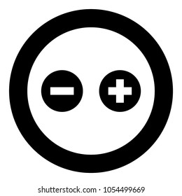 Add sign and delete sign  icon black color in circle or round