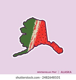 Add a slice of summer to your projects with this Alaska Watermelon Map illustration! Perfect for posters, t-shirts, and more. Ideal for fruit lovers and Alaska fans!