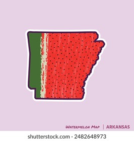 ¡Añade un trozo de verano a tus proyectos con esta ilustración de Arkansas Watermelon Map! Perfecto para carteles, camisetas y más. Ideal para los amantes de la fruta y los aficionados de Arkansas!