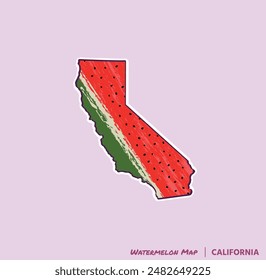 ¡Añade una rebanada de verano a tus proyectos con esta ilustración de California Watermelon Map! Perfecto para carteles, camisetas y más. Ideal para los amantes de la fruta y los fans de California!