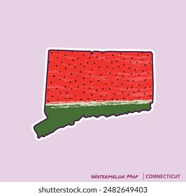 ¡Añade un trozo de verano a tus proyectos con esta ilustración de Connecticut Watermelon Map! Perfecto para carteles, camisetas y más. Ideal para los amantes de la fruta y los fans de Connecticut!