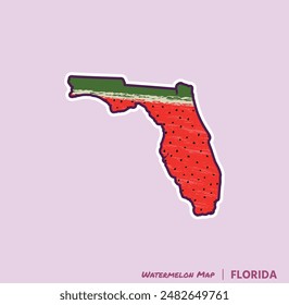 ¡Añade una rebanada de verano a tus proyectos con esta ilustración del Mapa de Sandía de Florida! Perfecto para carteles, camisetas y más. Ideal para los amantes de la fruta y los fans de Florida!