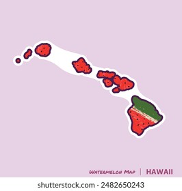 ¡Añade un trozo de verano a tus proyectos con esta ilustración del Mapa de Sandía de Hawái! Perfecto para carteles, camisetas y más. Ideal para los amantes de la fruta y los aficionados de Hawái!