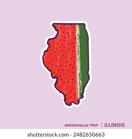 ¡Añade un trozo de verano a tus proyectos con esta ilustración de Mapa de Sandía de Illinois! Perfecto para carteles, camisetas y más. Ideal para los amantes de la fruta y los fans de Illinois!