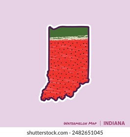 ¡Añade una rebanada de verano a tus proyectos con esta ilustración del Mapa de Sandía de Indiana! Perfecto para carteles, camisetas y más. Ideal para los amantes de la fruta y los fans de Indiana!