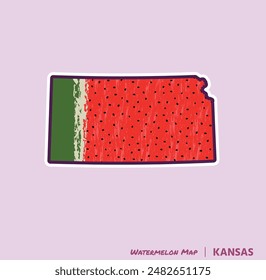 ¡Añade un trozo de verano a tus proyectos con esta ilustración de Kansas Watermelon Map! Perfecto para carteles, camisetas y más. Ideal para los amantes de la fruta y los fans de Kansas!