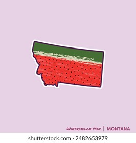 ¡Añade una rebanada de verano a tus proyectos con esta ilustración de Montana Watermelon Map! Perfecto para carteles, camisetas y más. Ideal para los amantes de la fruta y los fans de Montana!