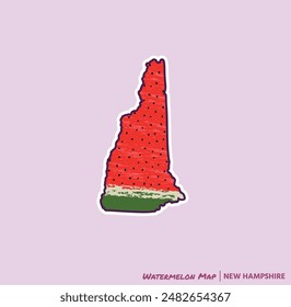 ¡Añade un trozo de verano a tus proyectos con esta Nueva ilustración de Hampshire Watermelon Map! Perfecto para carteles, camisetas y más. Ideal para los amantes de la fruta y los Nuevos aficionados de Hampshire!