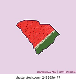 Add a slice of summer to your projects with this South Carolina Watermelon Map illustration! Perfect for posters, t-shirts, and more. Ideal for fruit lovers and South Carolina fans!