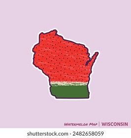 ¡Añade una rebanada de verano a tus proyectos con esta ilustración de Wisconsin Watermelon Map! Perfecto para carteles, camisetas y más. Ideal para los amantes de la fruta y los fans de Wisconsin!