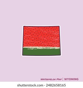 ¡Añade un trozo de verano a tus proyectos con esta ilustración de Wyoming Watermelon Map! Perfecto para carteles, camisetas y más. Ideal para los amantes de la fruta y los fans de Wyoming!