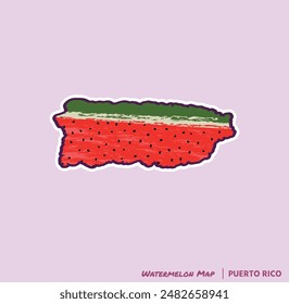 ¡Añade una rebanada de verano a tus proyectos con esta ilustración de Puerto Rico Watermelon Map! Perfecto para carteles, camisetas y más. Ideal para los amantes de la fruta y los fans de Puerto Rico!