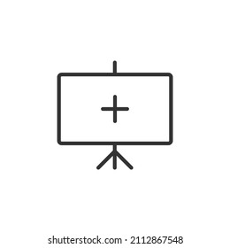 Add slides icon. Training, presentation icon. School lecture, business seminar, teaching icon. Stock vector illustration isolated on white background.