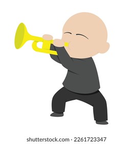 Add some brass to your project with this unique rock and roll illustration of a talented trumpet player. Design vector