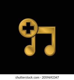 Add A Song Interface Symbol gold plated metalic icon or logo vector