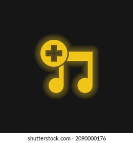 Añadir un símbolo de interfaz de canción icono de neón amarillo brillante