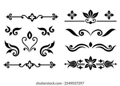 Add sophistication to your designs with this collection of elegant divider ornaments in vector format. Perfect for invitations, borders, and decorative digital projects.