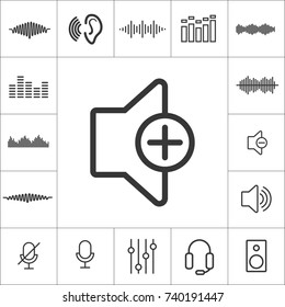 add sound. Equalizer icon. Line Music sound wave symbol