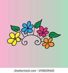 Add a splash of color to your designs with this vibrant illustration of a beautiful flower on a rainbow background. Perfect for various projects, this high-quality image features colorful flowers 