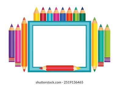  Add a splash of color to your projects with this vibrant pencil frame vector. Ideal for educational designs, art projects, invitations, and creative backgrounds.

