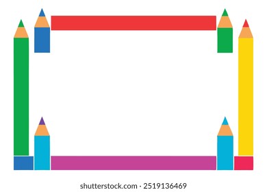  Add a splash of color to your projects with this vibrant pencil frame vector. Ideal for educational designs, art projects, invitations, and creative backgrounds.
