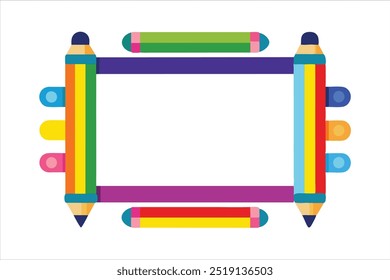  Add a splash of color to your projects with this vibrant pencil frame vector. Ideal for educational designs, art projects, invitations, and creative backgrounds.
