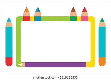  Add a splash of color to your projects with this vibrant pencil frame vector. Ideal for educational designs, art projects, invitations, and creative backgrounds.

