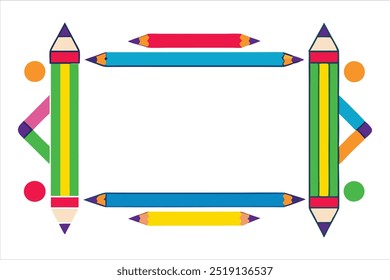  Add a splash of color to your projects with this vibrant pencil frame vector. Ideal for educational designs, art projects, invitations, and creative backgrounds.
