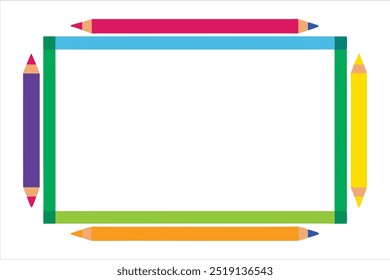  Add a splash of color to your projects with this vibrant pencil frame vector. Ideal for educational designs, art projects, invitations, and creative backgrounds.
