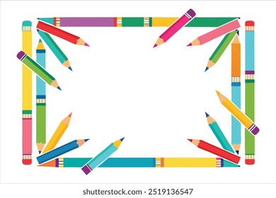  Add a splash of color to your projects with this vibrant pencil frame vector. Ideal for educational designs, art projects, invitations, and creative backgrounds.
