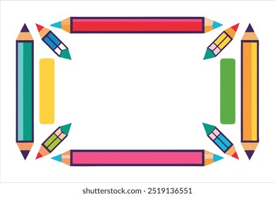  Add a splash of color to your projects with this vibrant pencil frame vector. Ideal for educational designs, art projects, invitations, and creative backgrounds.
