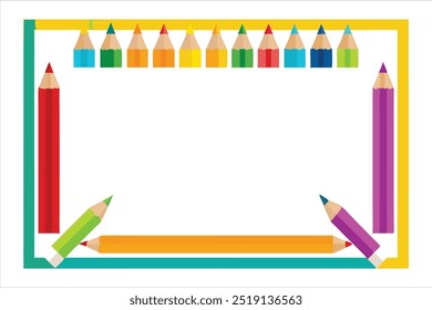  Add a splash of color to your projects with this vibrant pencil frame vector. Ideal for educational designs, art projects, invitations, and creative backgrounds.
