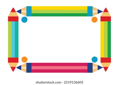  Add a splash of color to your projects with this vibrant pencil frame vector. Ideal for educational designs, art projects, invitations, and creative backgrounds.
