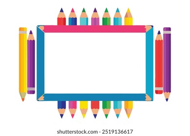  Add a splash of color to your projects with this vibrant pencil frame vector. Ideal for educational designs, art projects, invitations, and creative backgrounds.
