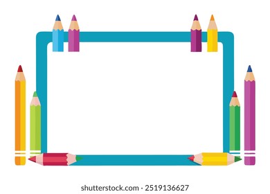  Add a splash of color to your projects with this vibrant pencil frame vector. Ideal for educational designs, art projects, invitations, and creative backgrounds.
